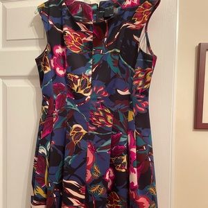 Sleeveless Scuba midi abstract floral dress